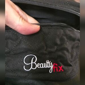 BeautyFix Black Quilted Cosmetic Bag 9"×6"×4"